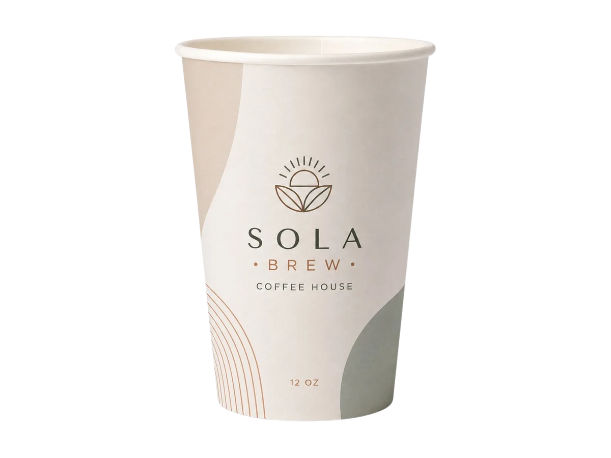 12 oz single wall paper cup custom printed with your logo — MaxPrint Dubai