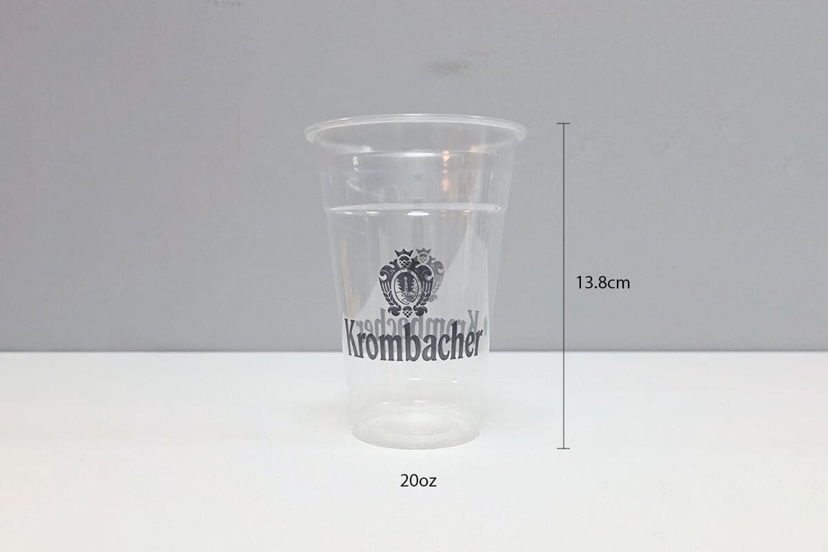 1000 20oz Flat Plastic Cups with Lids with Printing