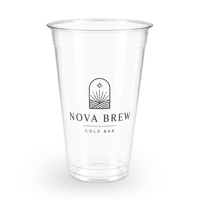 20 oz clear flat-lid plastic cup custom printed with your logo — MaxPrint Dubai