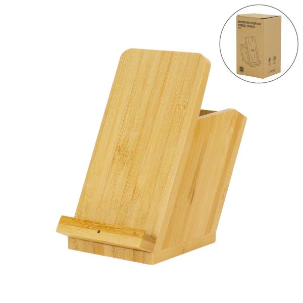 50 Bamboo Pen Holder with 15W Fast Wireless Charger