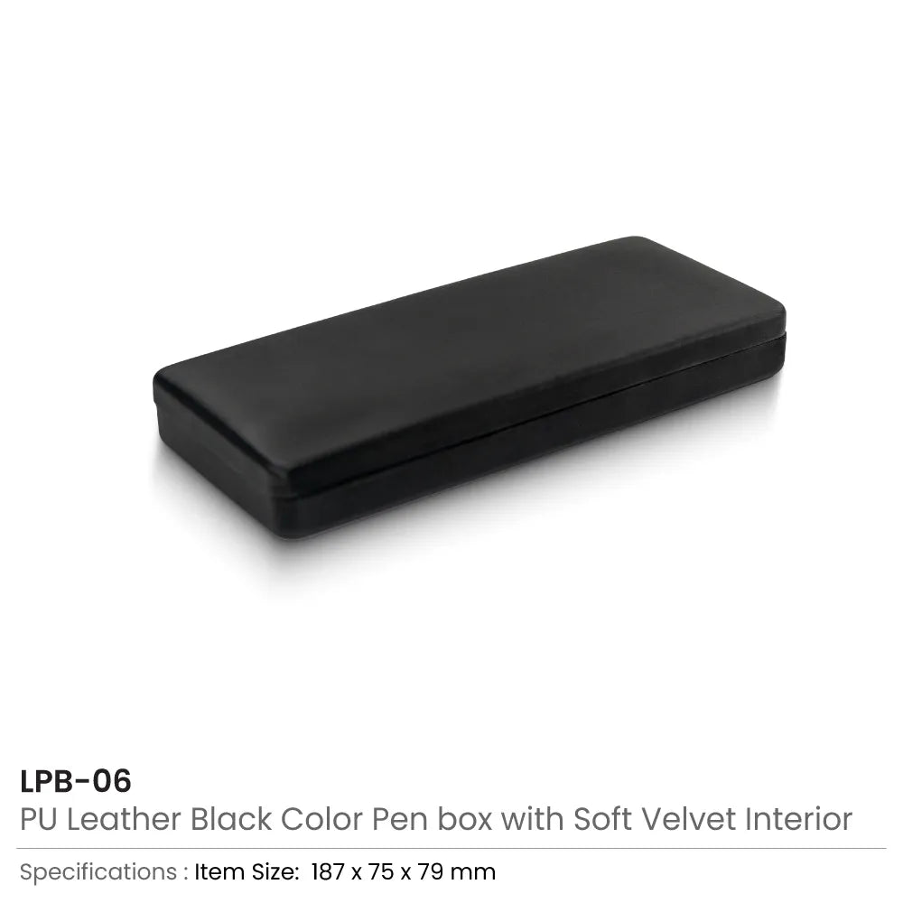 Black Pen Box in PU Leather with Soft Velvet Interior