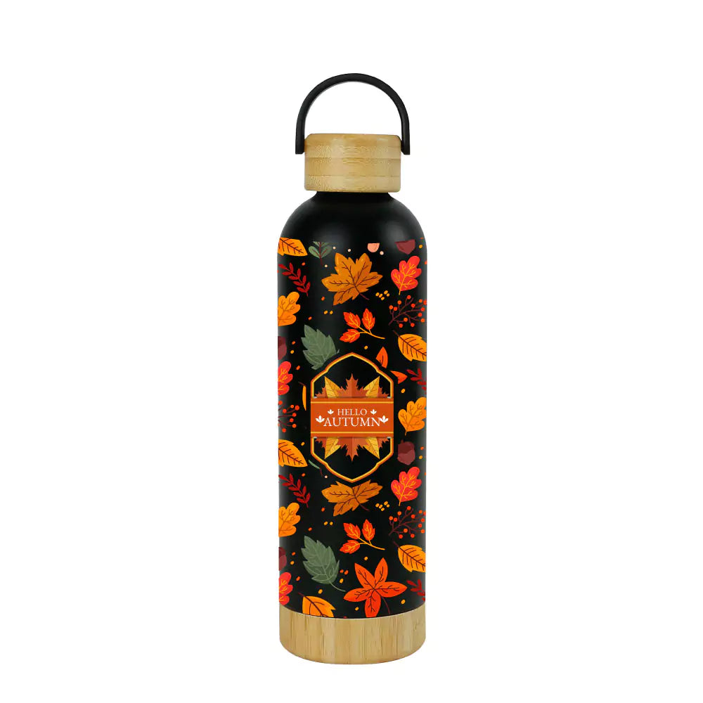 Double Wall SS Bottles with Bamboo Base & Lid 750 ml