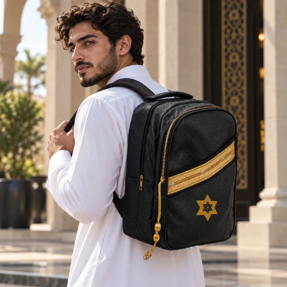 Branded PU leather Bisht design backpack