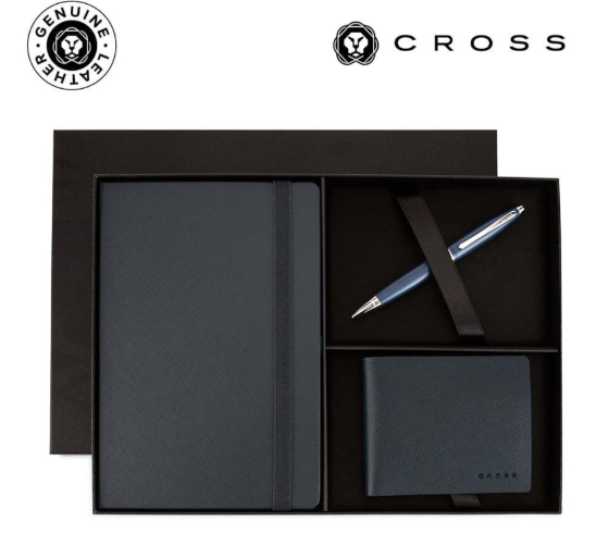 Cross Calais™ Ballpoint Pen with Notebook and Coin Wallet Gift Set - Blue