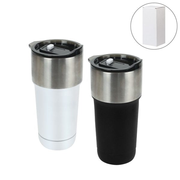 50 Double Wall SS Tumblers with Slide-Lock PP Lid 591ml