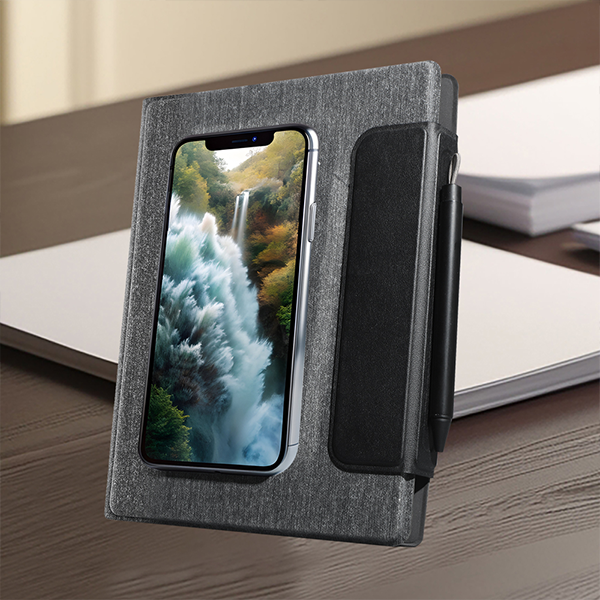 Flapnote Pen Dark Grey — Notebook with 5W Magnetic Wireless Charger