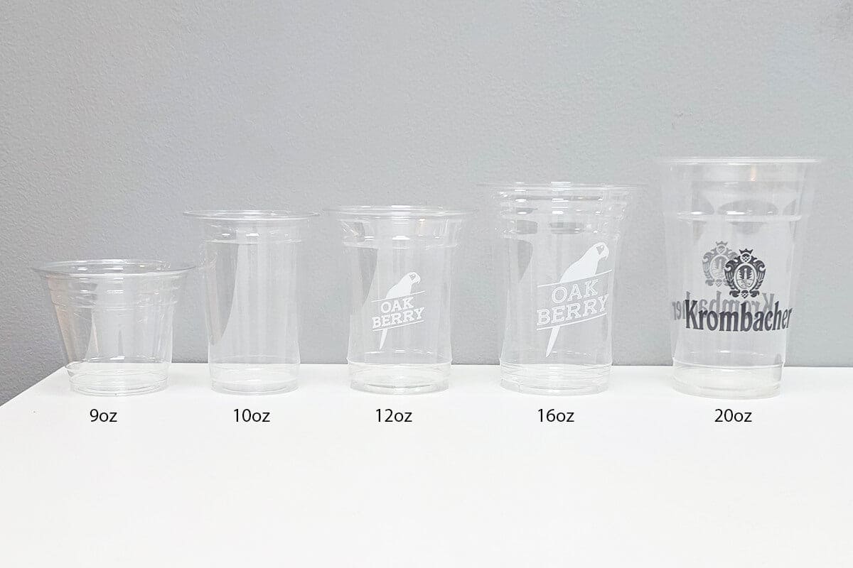 1000 8oz Flat Plastic Cups with Lids with Printing