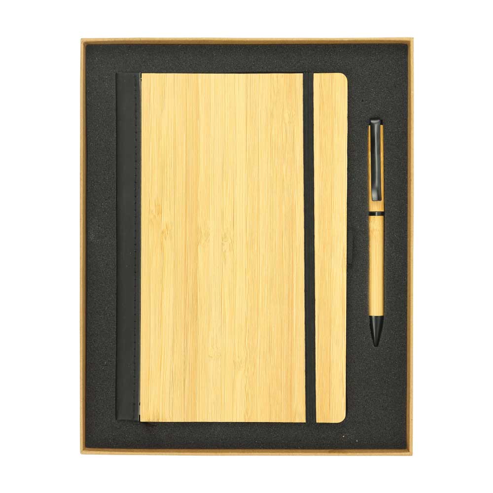 50 Bamboo Material A5 Notebook and Pen Gift Set
