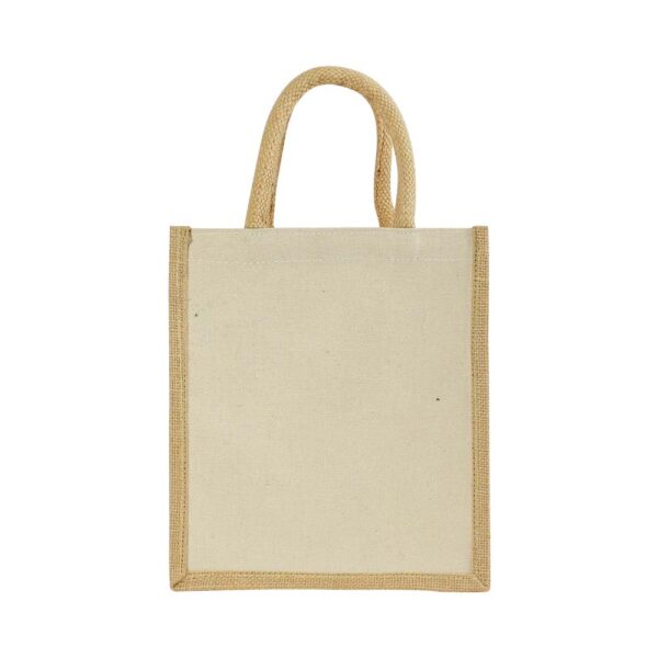 50 Laminated Cotton Bags with Natural Jute Gusset 10 Oz