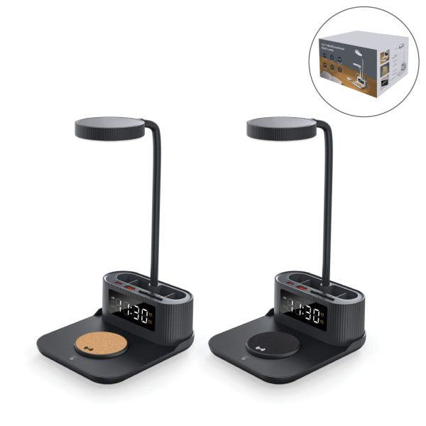 50 Desk Lamp with 15W Wireless Charger, Clock and Pen Holder