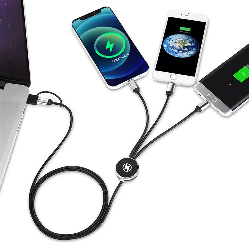 3-in-1 Multi Charging long cable 105cm with Light Up logo design
