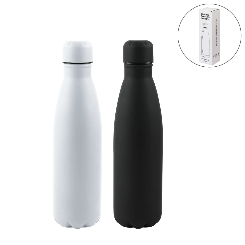 Premium Soft Touch Matt Cola Bottles in Stainless Steel 500ml