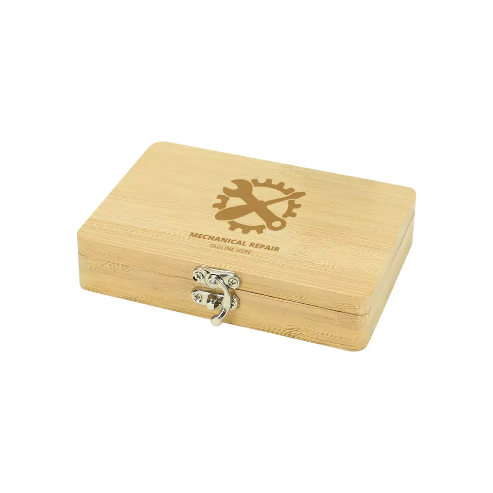 Tool Kit in Bamboo Box with Silver Lock