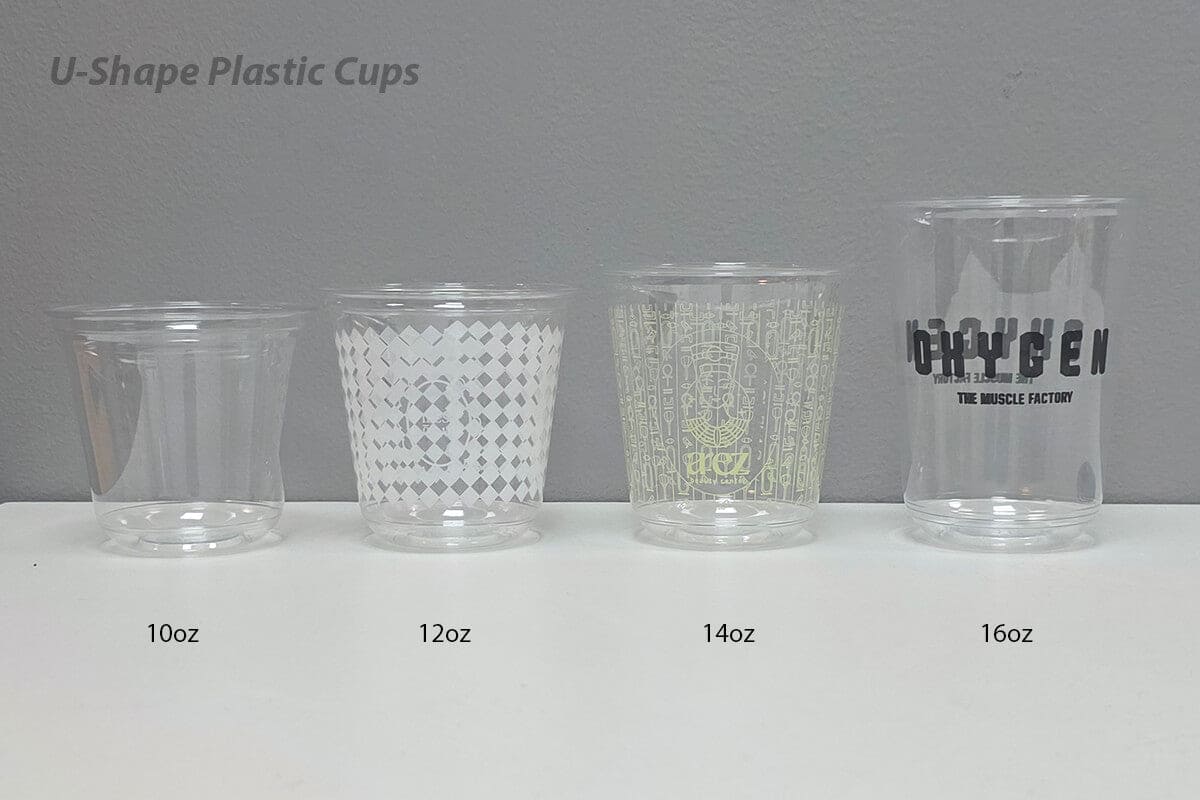 1000 16 oz U-Shape PET Cups with Strawless Lids - With Printing