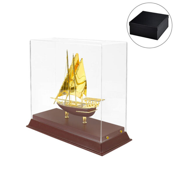 50 UAE Golden Dhow Memento in Wooden Base and Acrylic Case
