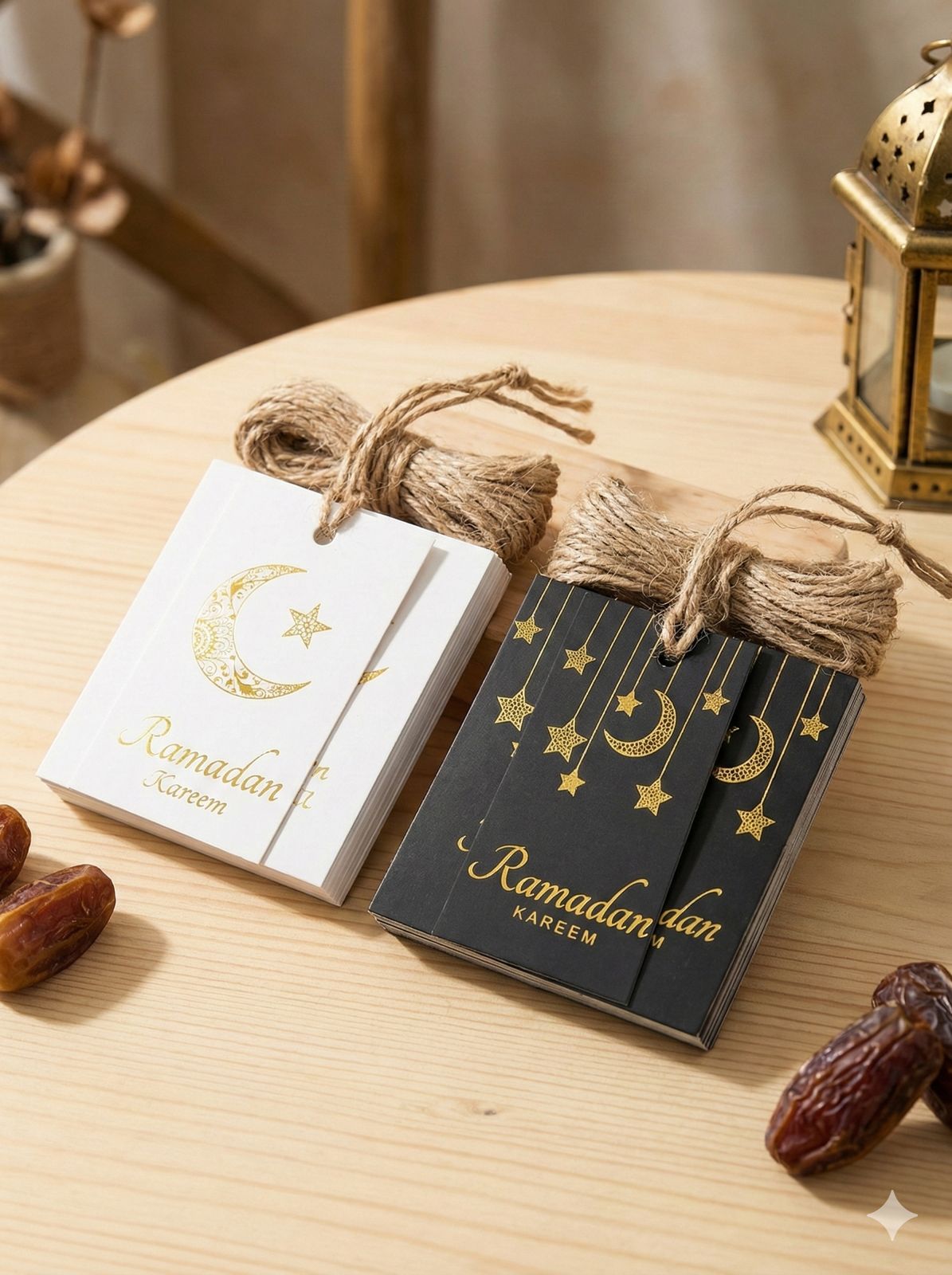 Ramadan Tags with Gold Foil-White
