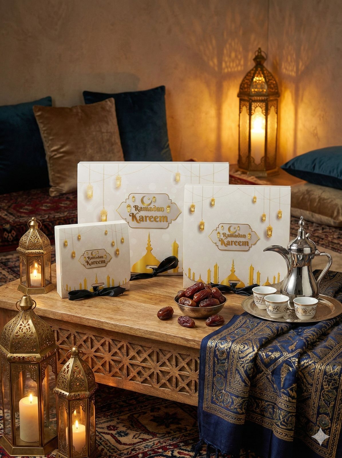 50 pcs Ramadan Boxes with Gold Foil - Medium