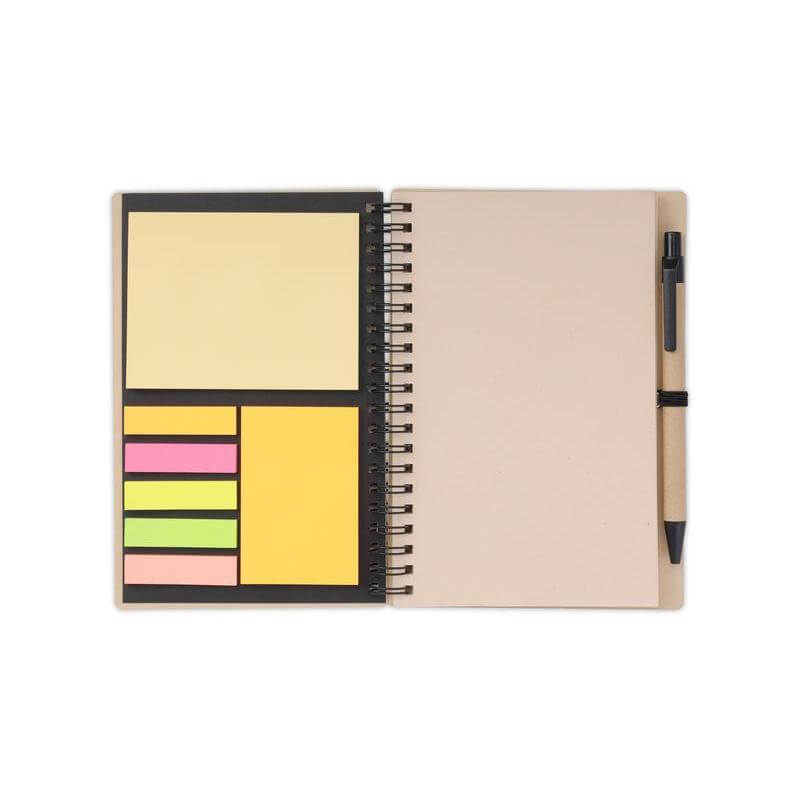HASSA - eco-neutral A6 Notepad & Pen Set with Sticky Note - Black