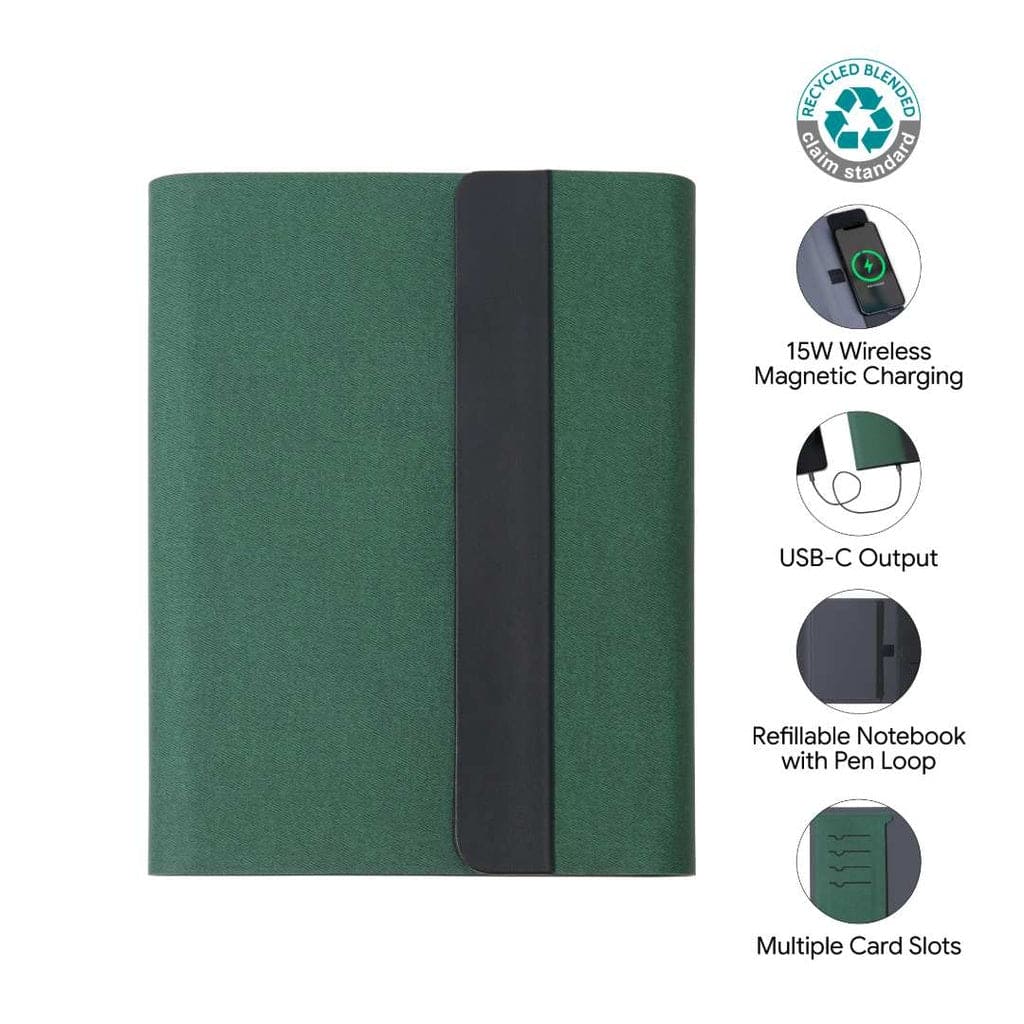BERGMUND - Santhome 10000mAh Magnetic 15W Magsafe Wireless Power Bank Folder - Green