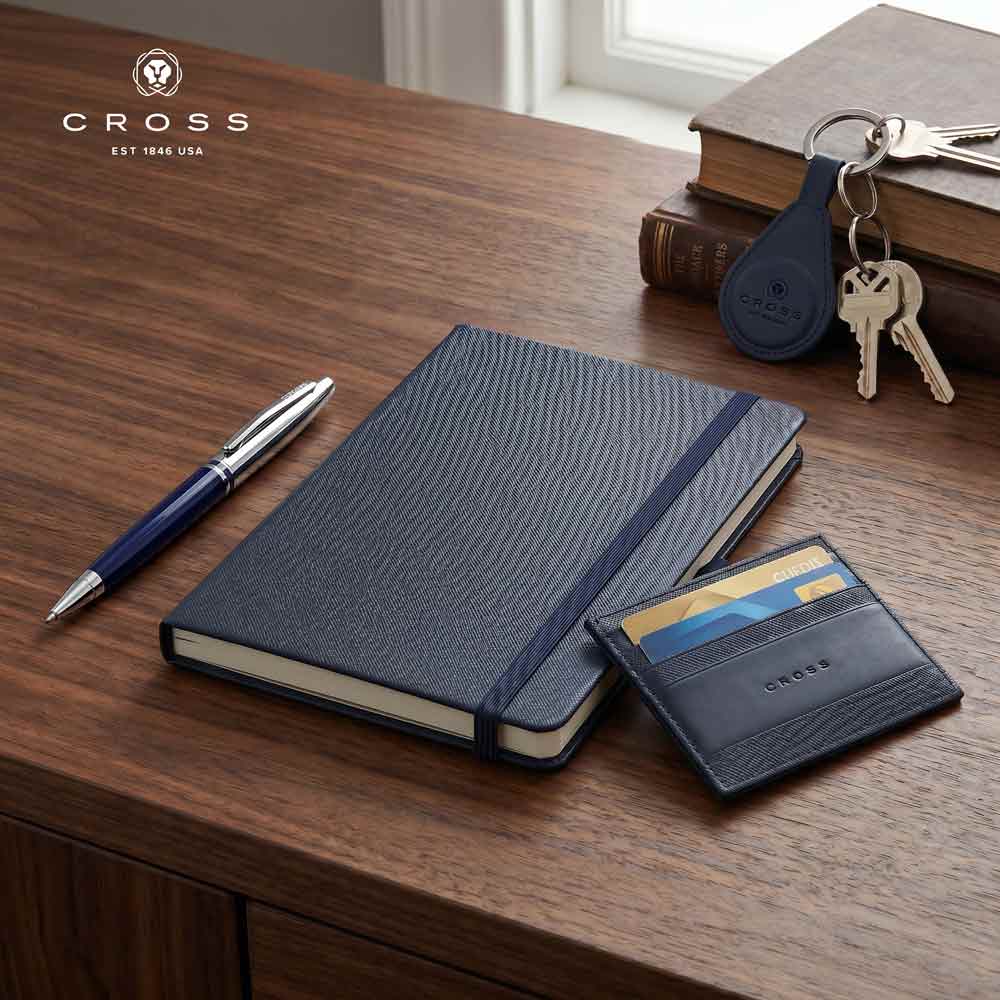 CROSS Saffiano Leather 6CC Card Holder - Navy Blue
