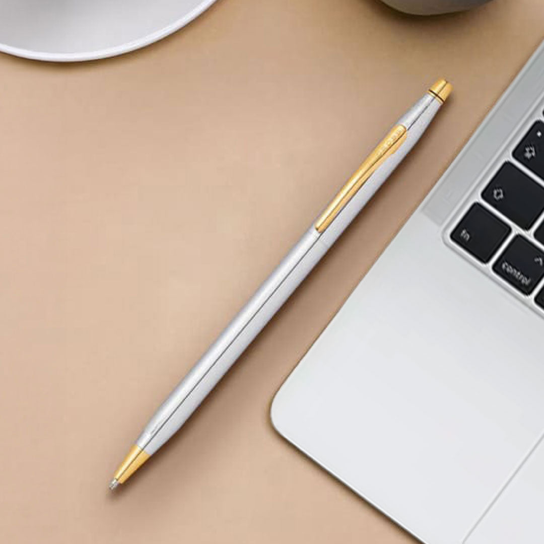 Cross Classic Century® Medalist® Chrome with 23KT Gold Plated Appointments Ballpoint Pen (Blue Ink)