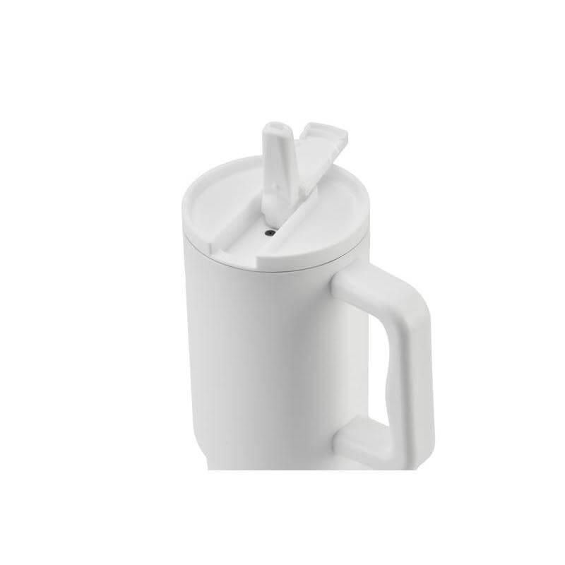 BERN 2.0 - Hans Larsen Recycled Stainless Steel Tumbler with Straw Lid - White — view 4 — MaxPrint Dubai