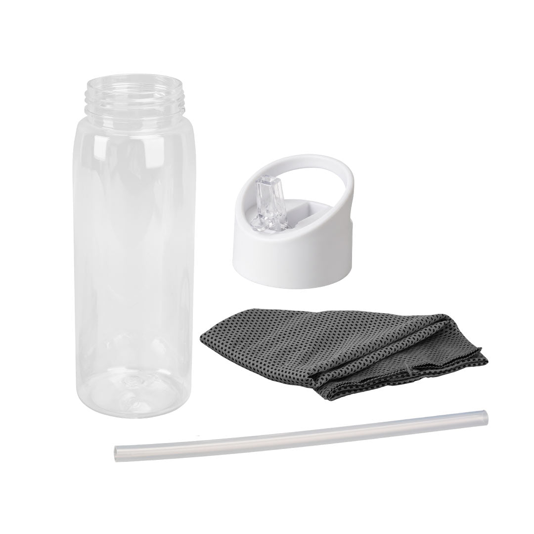 DEVON - Giftology RPET Cooling Towel in RPET Bottle 800 ml - White