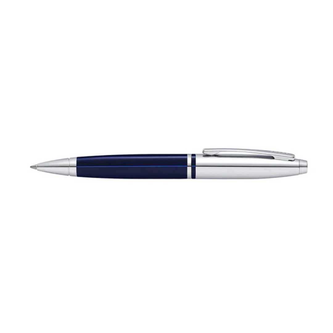 Cross Calais™ Chrome/Blue Lacquer with Polished Chrome Appointments Ballpoint Pen (Blue Ink)