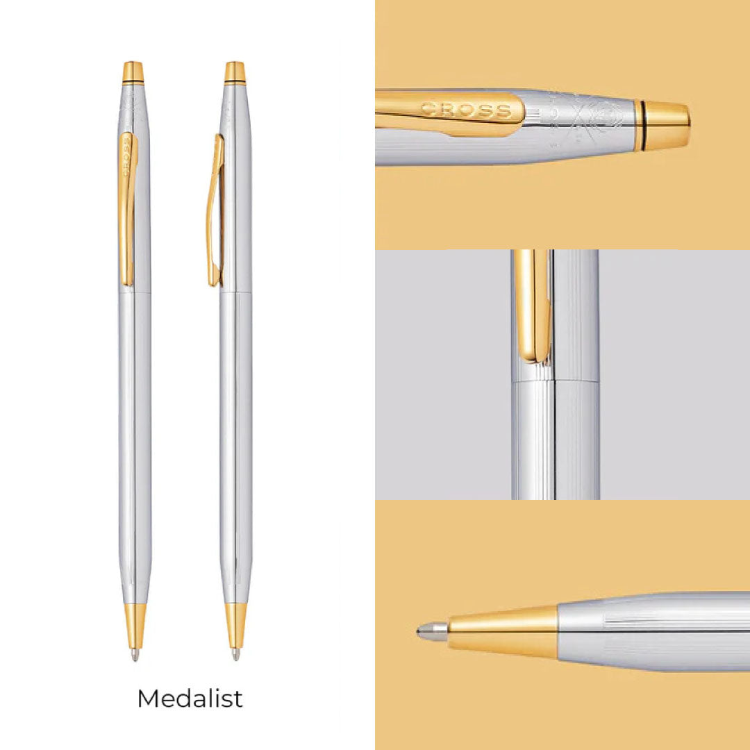 Cross Classic Century® Medalist® Chrome with 23KT Gold Plated Appointments Ballpoint Pen (Blue Ink)