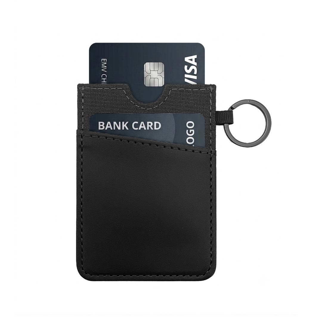 LUGANO - Vertical RFID Cardholder Wallet with Keyring - Black