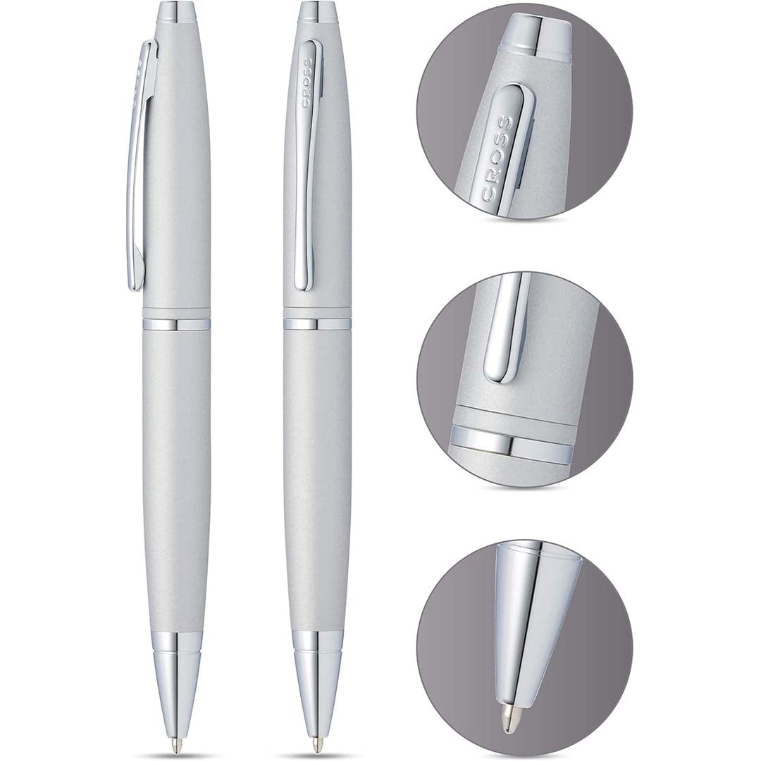 Cross Calais™ Satin Chrome with Polished Chrome Appointments Ballpoint Pen (Blue Ink)