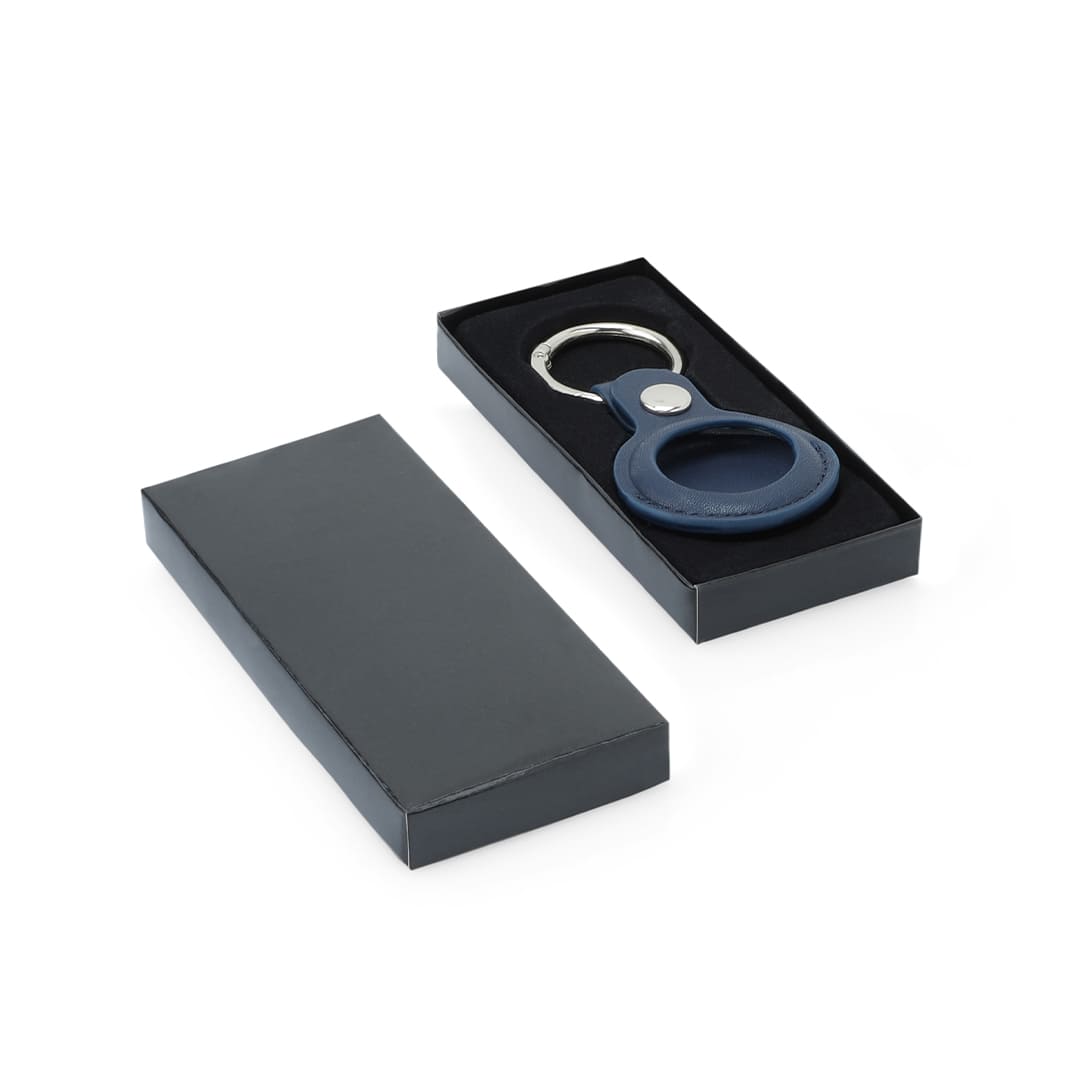 LEEVI - Santhome® PU Keychain with Santhome Tag pocket - Navy Blue — view 9 — MaxPrint Dubai