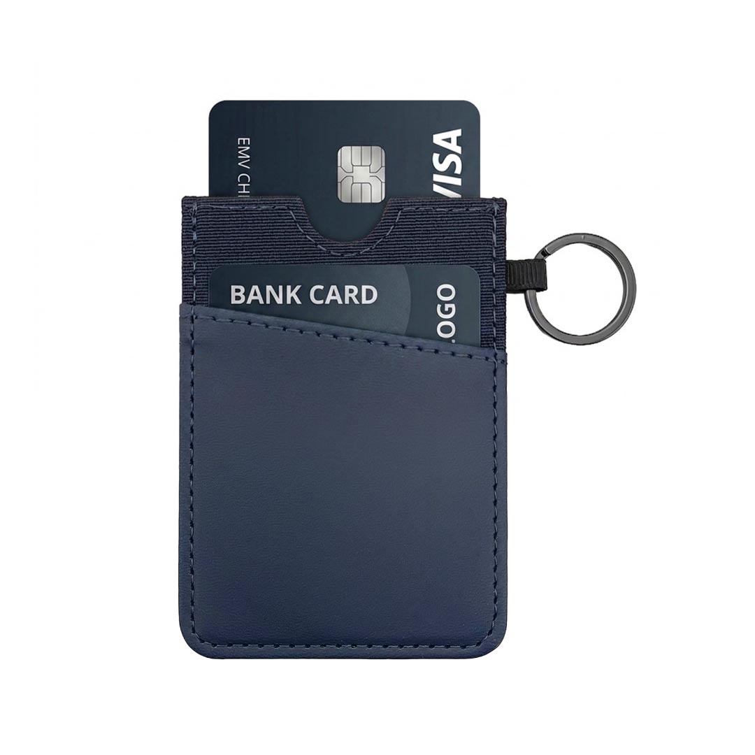 LUGANO - Vertical RFID Cardholder Wallet with Keyring - Navy Blue