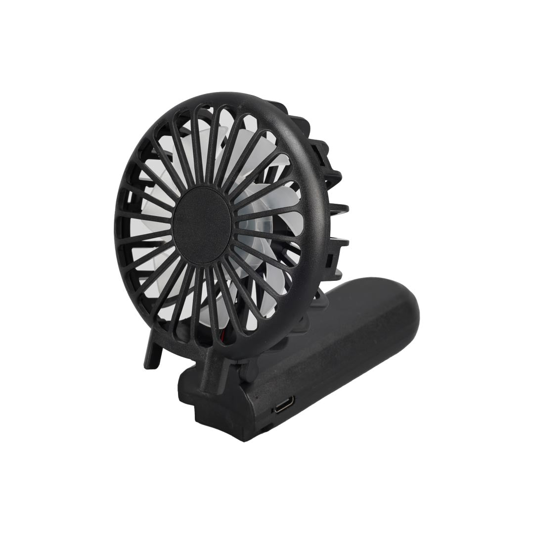 ROTO - Rechargeable Handheld Fan with Foldable Desk Stand - Black