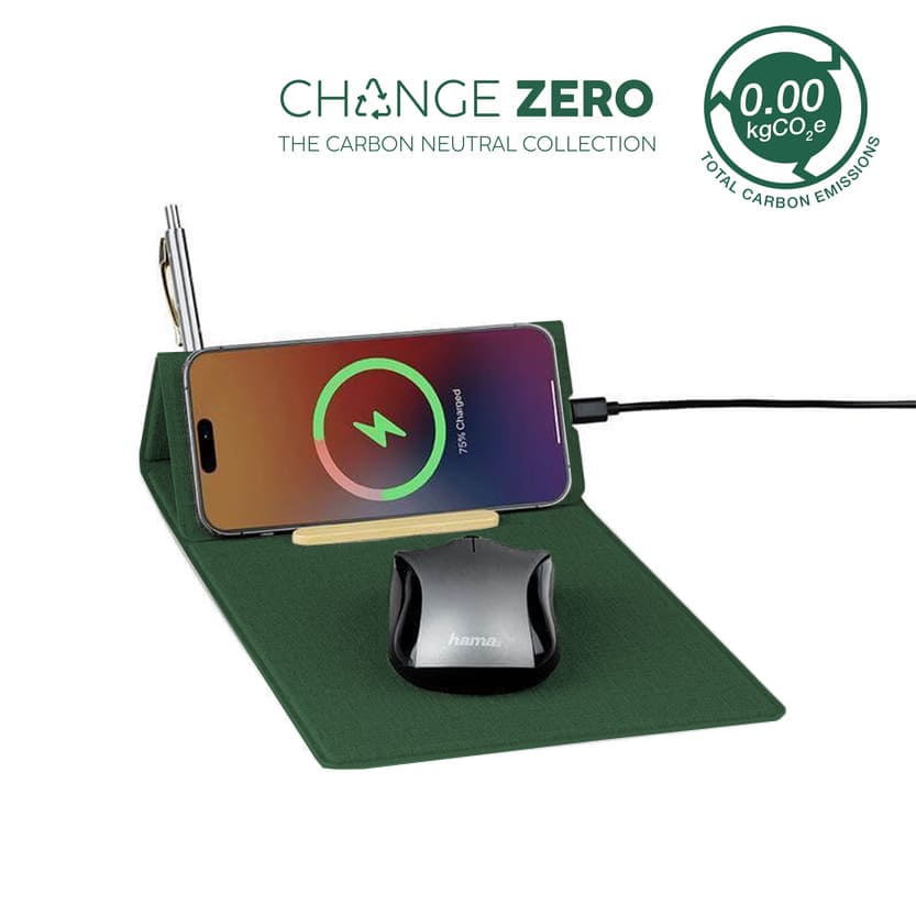 BLACE CHANGE ZERO Recycled PU 15W Wireless Mousepad & Desk Organizer