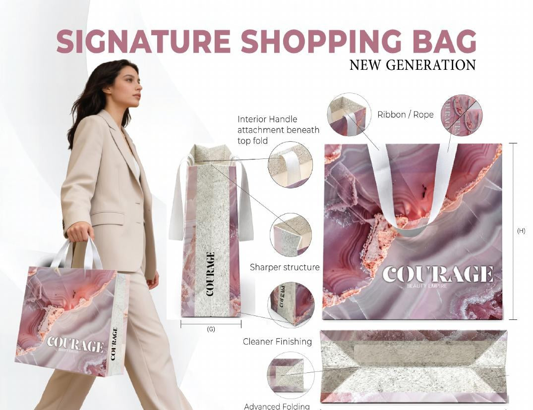 Signature luxury shopping bag 25x25x10 cm square printed Dubai