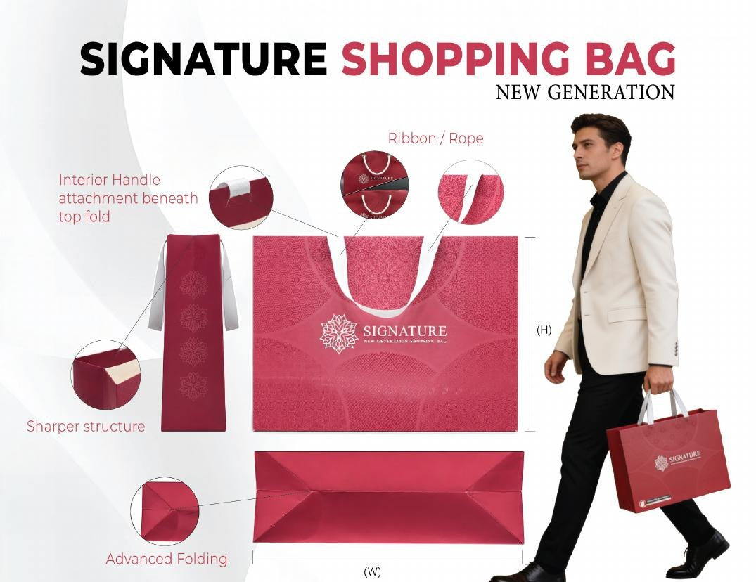 Signature luxury shopping bag large wide 40x30x17 cm printed Dubai