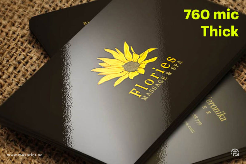 1000 Business Cards, Rounded Corner Gold Foil PET Glossy Laminated 760 mic - Thick