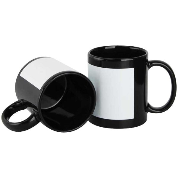 50 Black Ceramic Mugs with Printable Area