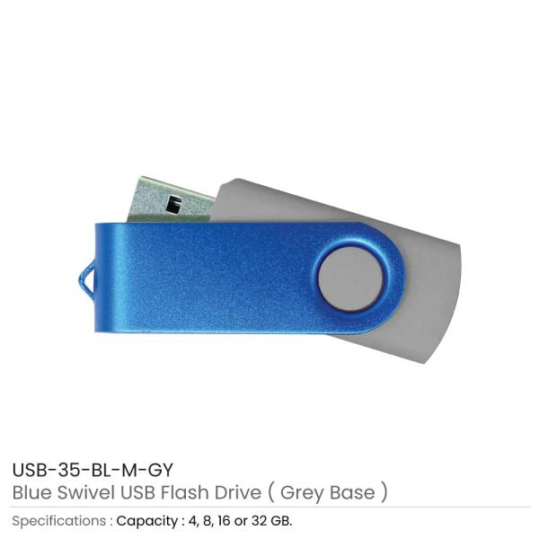 50 Blue Swivel USB Flash Drives - 32 GB
