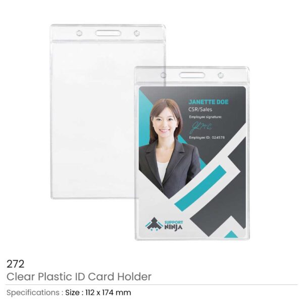 50 Clear Plastic ID Card Holder