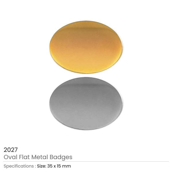 50 Oval Flat Metal Badges