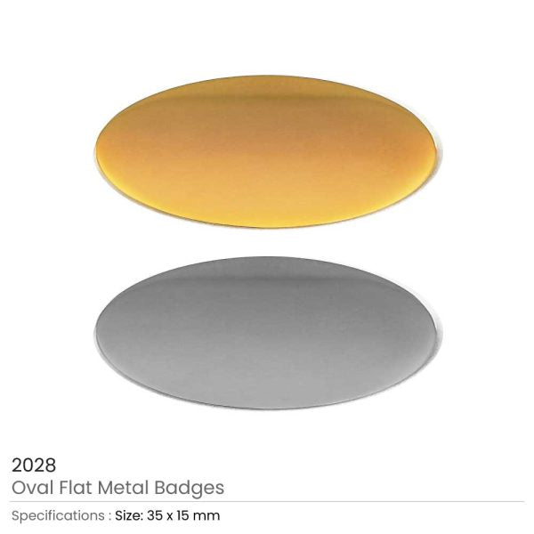 50 Oval Flat Metal Badges
