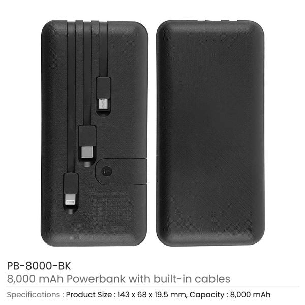 42 Powerbank with Inbuilt Cables