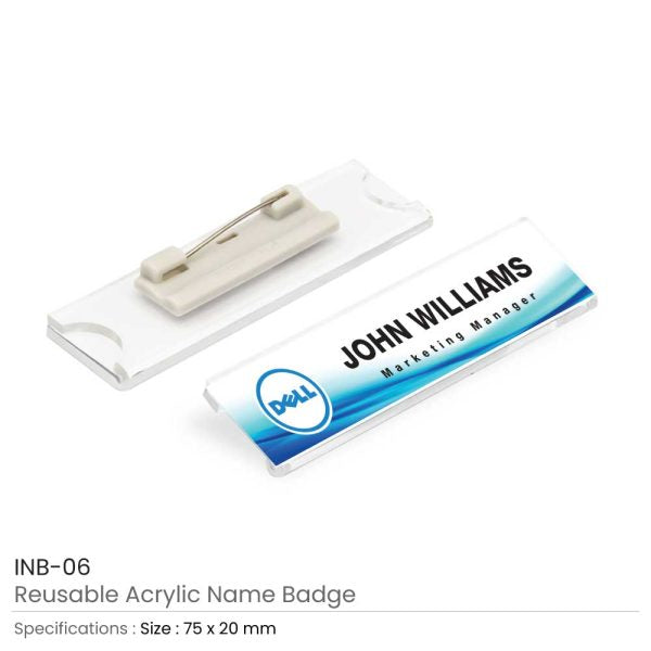 50 Reusable Acrylic Name Badges