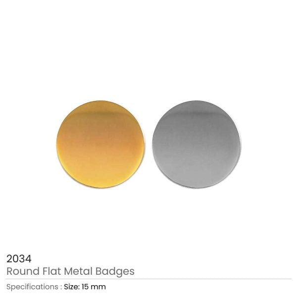 50 Round Flat Metal Badges