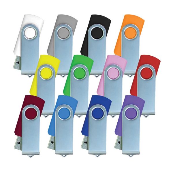 50 Silver Swivel USB Flash Drives - 32 GB