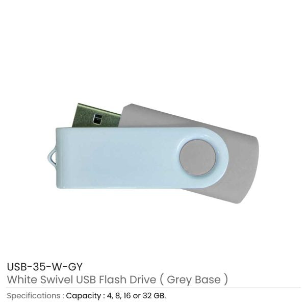 50 White Swivel USB Flash Drives - 32 GB