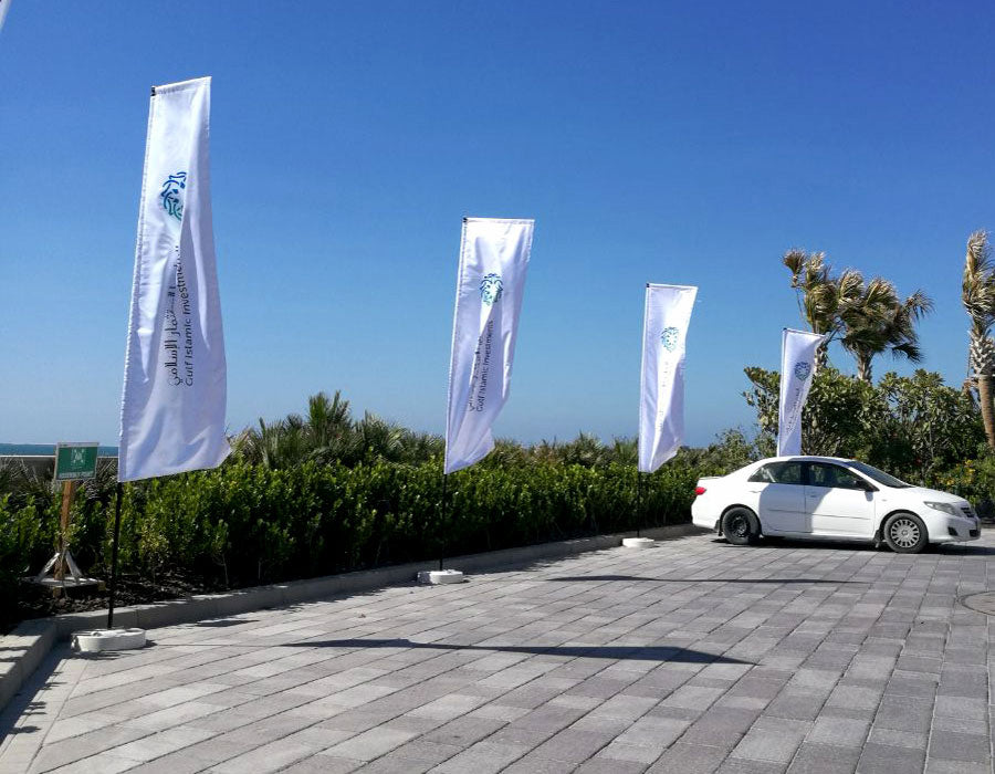 1 L Shape Flag, 200 x 90 cm, Pole 3m Aluminium, Taffeta Satin