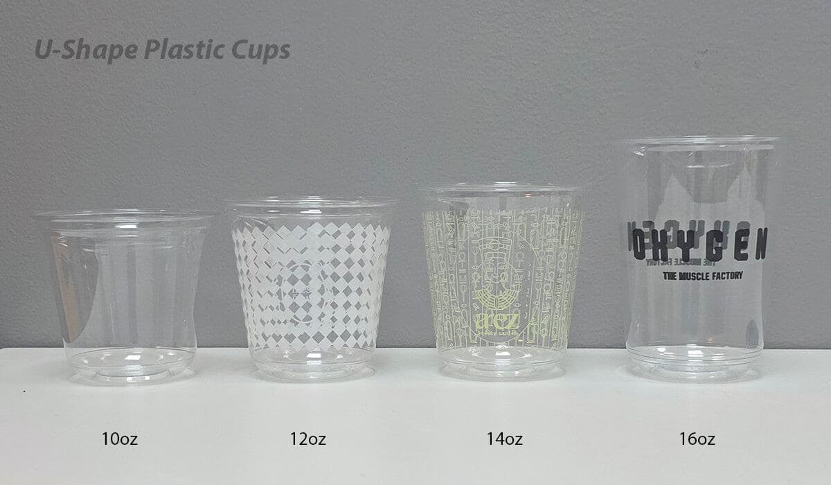 10 oz U-Shape PET Cups with Straw less Lids - With Printing